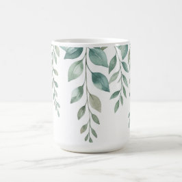Minimalistisk akvarell Eukalyptus Kaskad Monogramm Kaffemugg
