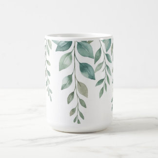Minimalistisk akvarell Eukalyptus Kaskad Monogramm Kaffemugg