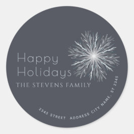 Minimalistisk akvarell snöflinga God Jul Runt Klistermärke