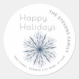 Minimalistisk akvarell snöflinga God Jul  Runt Klistermärke