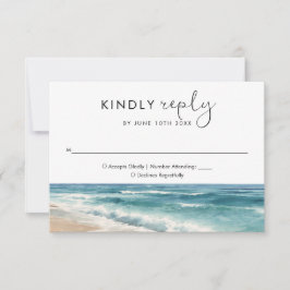 Minimalistisk akvarell strandbröllop OSA kort