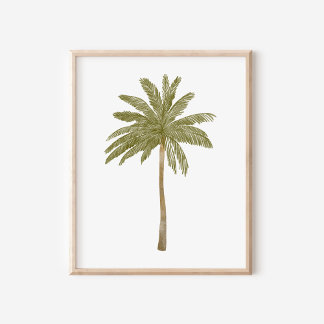 Minimalistisk akvarell Tropisk Palmtree Konst Poster