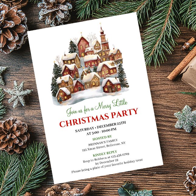 Minimalistisk akvarell vinterscen jul  inbjudningar (Minimalist watercolor winter scene Christmas invite)