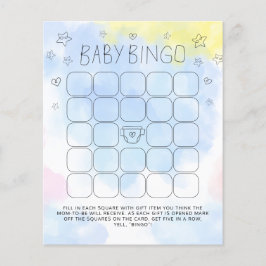 Minimalistisk akvarellblå Bingo Baby Shower-spel