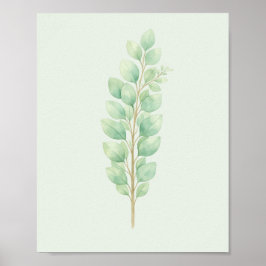 Minimalistisk akvarellgrönska blad Botanisk Poster
