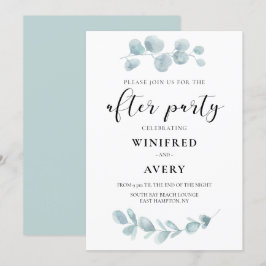 Minimalistisk akvarellgrönska efterfest inbjudningar