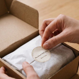 Minimalistisk akvarellhantverk med kärlek förpackn runt klistermärke