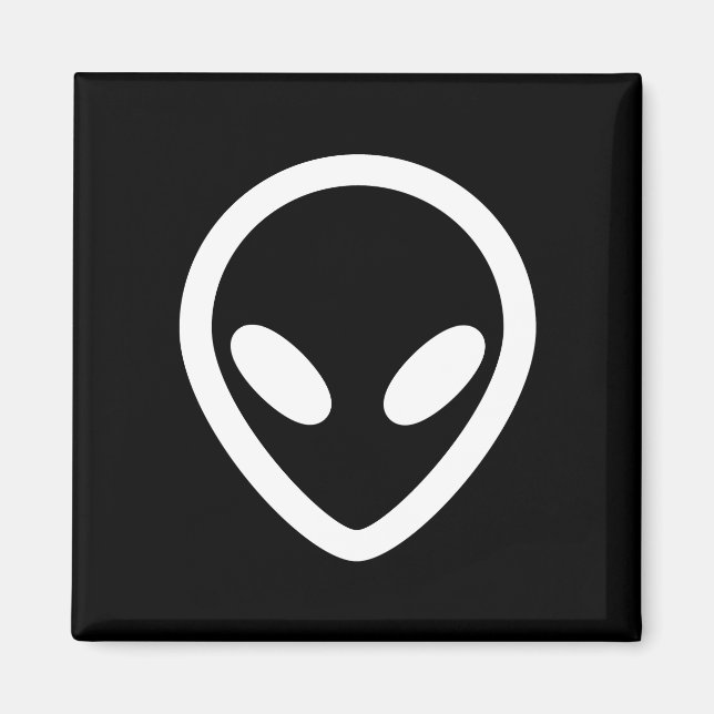 Minimalistisk Alien tittar på dig Magnet (Framsidan)