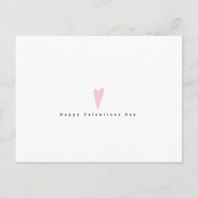 Minimalistisk Alla Hjärtans Dag Enkel Rosa Hjärt Vykort (Framsida)