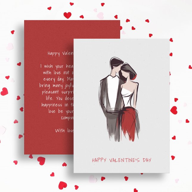 Minimalistisk Alla hjärtans dag par i Kärlek Julkort (Skapare uppladdad)