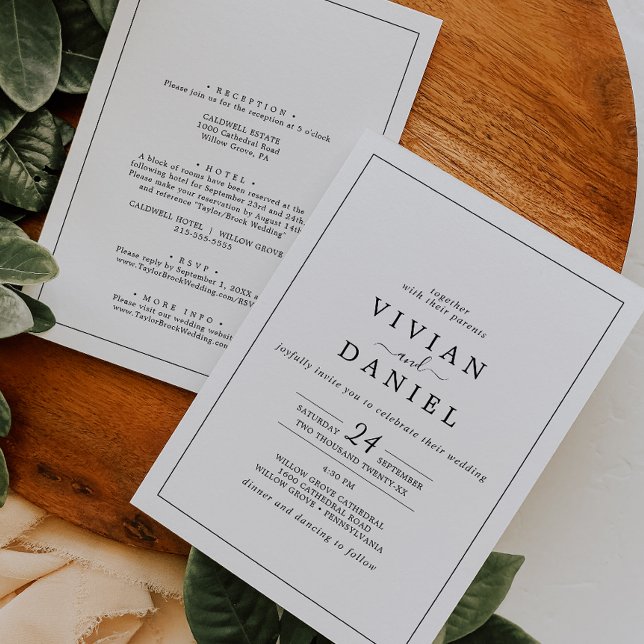 Minimalistisk allt-i-ett bröllop inbjudningar (Minimalist All In One Wedding Invitation)