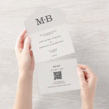 Minimalistisk Allt-i-ett Bröllopsinbjudan för Bröl