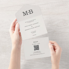 Minimalistisk Allt-i-ett Bröllopsinbjudan för Bröl