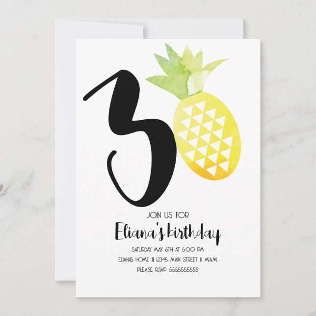 Minimalistisk Aloha Hawaii Luau 30-års födelsedags Inbjudningar (Framsida)