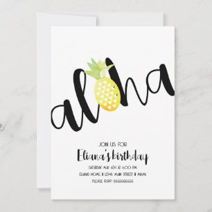 Minimalistisk Aloha Hawaii Luau Foto Födelsedagsfe Inbjudningar