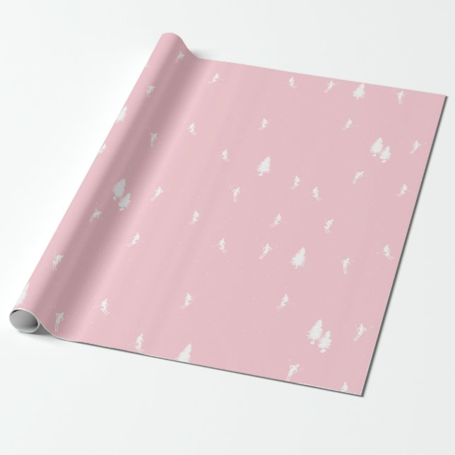 Minimalistisk Alpine Skiers hoppar över Illustrati Presentpapper (Utrullad)
