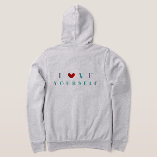 Minimalistisk "Älska dig själv" teal & rött hjärta T Shirt