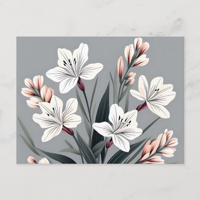 Minimalistisk Alstroemeria-Blommigt Vykort (Framsida)