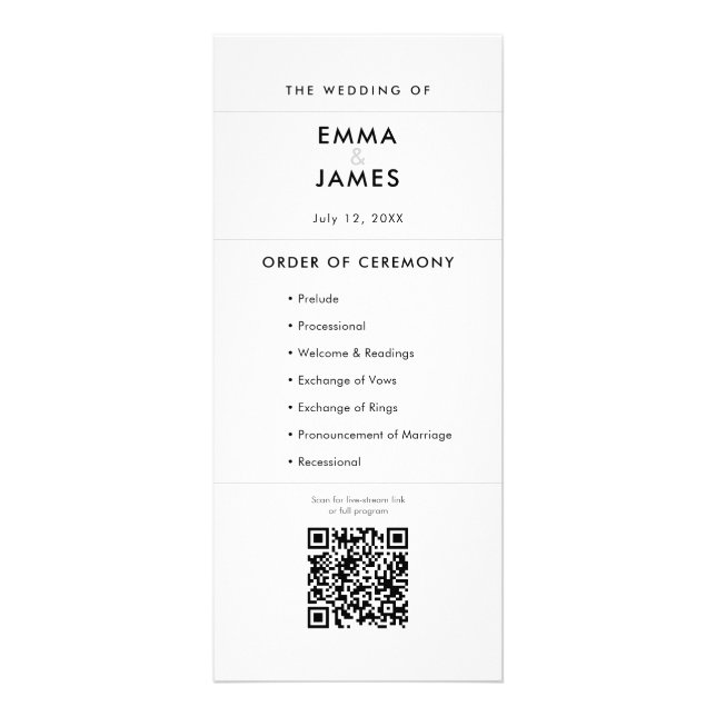 Minimalistisk Ampersand-Hochzeit | Program | QR-ko (Framsidan)