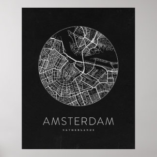 Minimalistisk Amsterdamstad Karta Poster