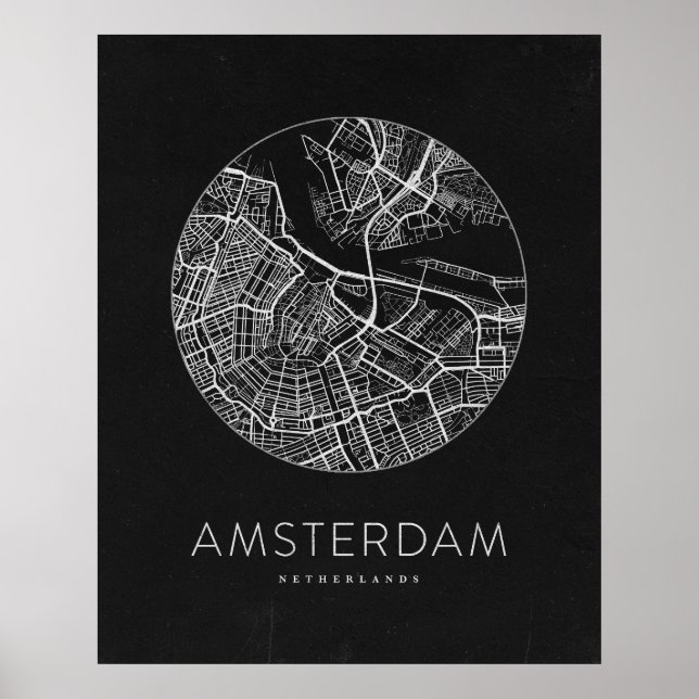 Minimalistisk Amsterdamstad Karta Poster (Framsidan)