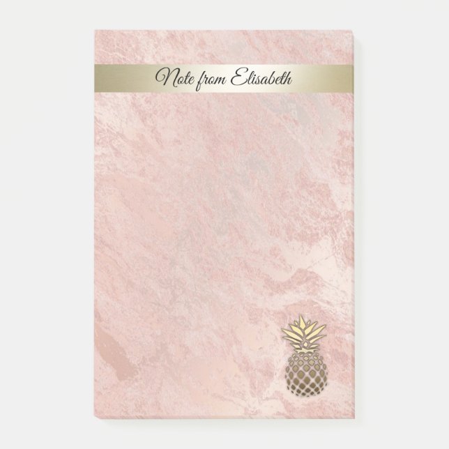Minimalistisk anananas ro guld post-it block (Framsida)