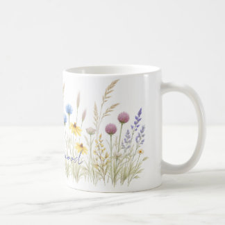 Minimalistisk ängsmug med vilda blommor – Ömtålig  Kaffemugg