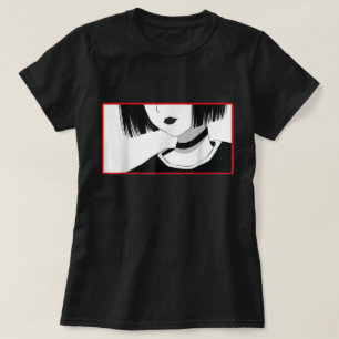 Minimalistisk Anime Flickhalsband Skjorta T Shirt