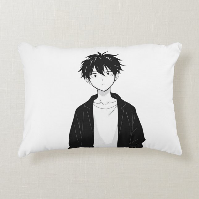 Minimalistisk Anime Pojk Accent Kudde (Framsidan)
