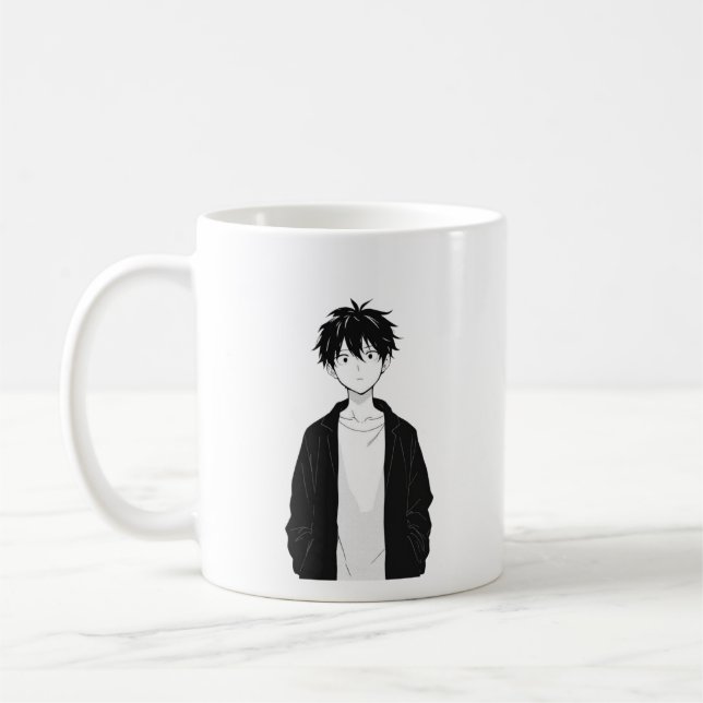 Minimalistisk Anime Pojke Mugg (Vänster)