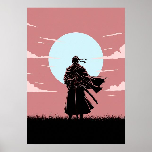 Minimalistisk Anime Ronin Poster (Framsidan)