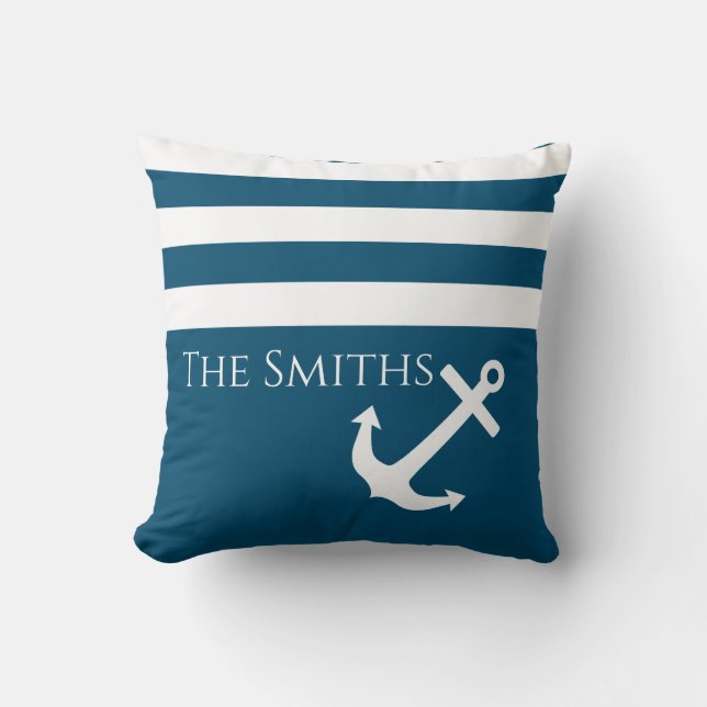 Minimalistisk ankare och Rand Nautical Kudde (Framsida)
