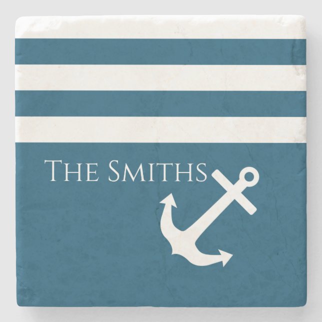 Minimalistisk ankare och Rand Nautical Stenunderlägg (Framsidan)