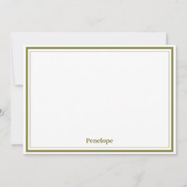 Minimalistisk anpassad brevpapper Olive  Anteckningskort
