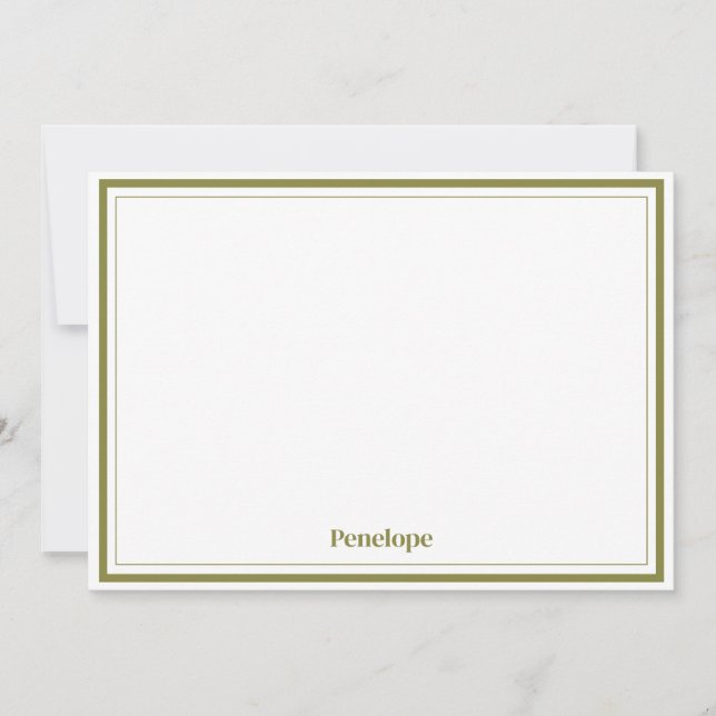 Minimalistisk anpassad brevpapper Olive  Anteckningskort (Framsida)