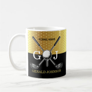 Minimalistisk anpassad elegant golfmonogramdesign kaffemugg