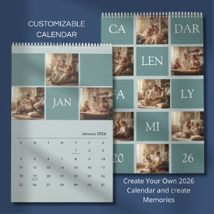 Minimalistisk anpassad familjefoto 2026 kalender