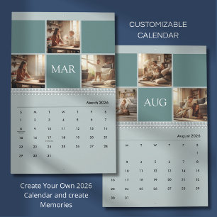 Minimalistisk anpassad familjefoto 2026 kalender