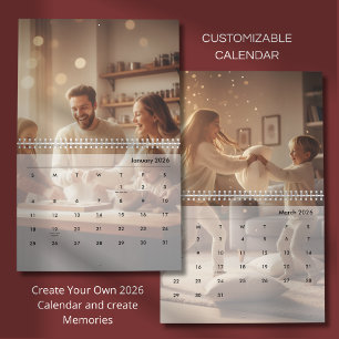 Minimalistisk anpassad familjefoto 2026 kalender