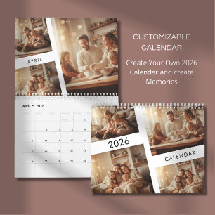 Minimalistisk anpassad familjefoto 2026 kalender