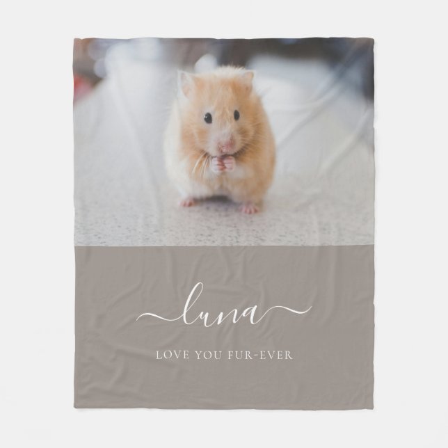 Minimalistisk anpassad husdjursfoto med script fleecefilt (Framsidan)