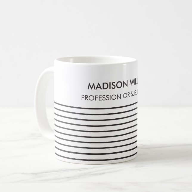 Minimalistisk anpassad namn personlig kaffemugg (Framsida vänster)