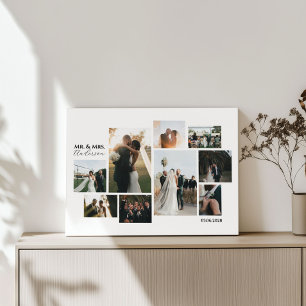 Minimalistisk Anpassningsbar 9-Photo Bröllop Colla Canvastryck