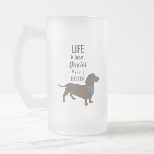 Minimalistisk anpassningsbar av Dachshund Silhouet Frostat Ölglas (Vänster)