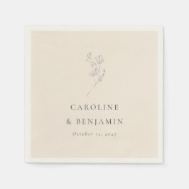 Minimalistisk Anpassningsbar av Ecru Blommigt Line Pappersservett