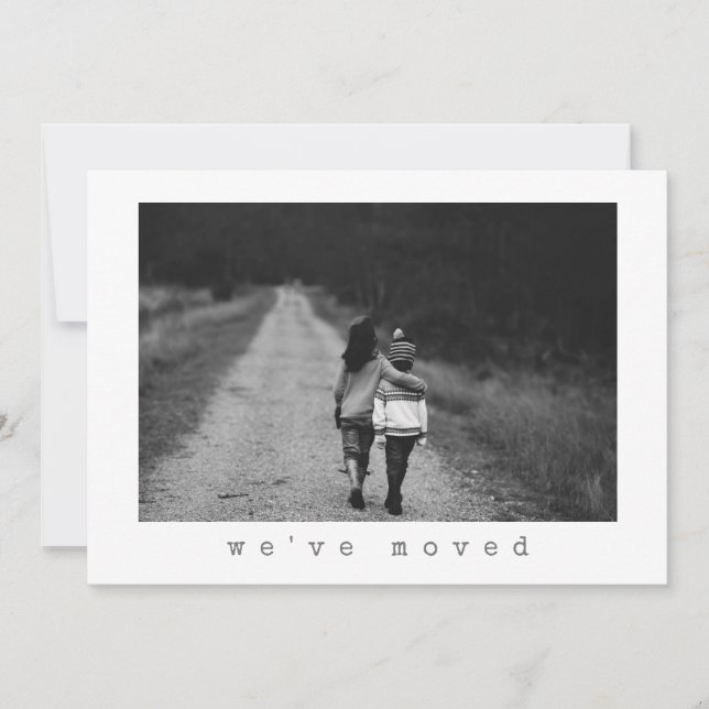 Minimalistisk Anpassningsbar Foto Vi Flyttat ny Fl Meddelande (Framsida)