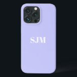 Minimalistisk anpassningsbar i lavender lilac mono<br><div class="desc">Minimalistisk Anpassningsbar i monogram namn initialer Lavender Llac och vit solid solid solid blank färg modern elegant chic iPhone 11 Fodral</div>
