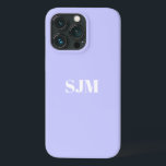 Minimalistisk anpassningsbar i lavender lilac mono<br><div class="desc">Minimalistisk Anpassningsbar i monogram namn initialer Lavender Llac och vit solid solid solid blank färg modern elegant chic iPhone 11 Fodral</div>