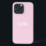 Minimalistisk Anpassningsbar, ljus rosa namn<br><div class="desc">Minimalistisk Anpassningsbar,  monogram namn,  ljus rosa,  vit iPhone 11 Fodral</div>