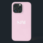 Minimalistisk Anpassningsbar, ljus rosa namn<br><div class="desc">Minimalistisk Anpassningsbar,  monogram namn,  ljus rosa,  vit iPhone 11 Fodral</div>